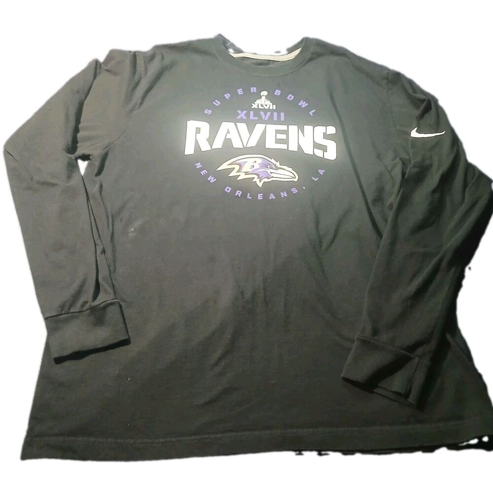 Baltimore Ravens black Nike Men’s XL Long Sleeve Shirt Super Bowl XLVII